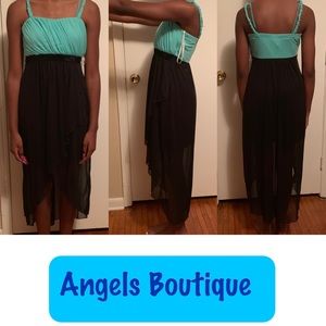 Green and black dress